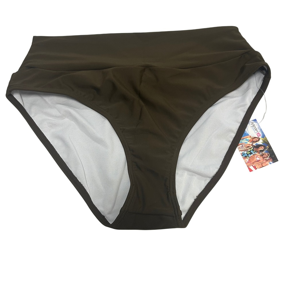 Hapari Tummy Tuk High Waisted Bikini Bottoms Brown UPF 50+ Large